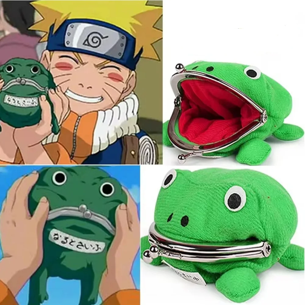 Cute Anime Frog Purse Kissing Lock Funny Plush Frog Shape Role Play Purse for Women Bag Accessories
