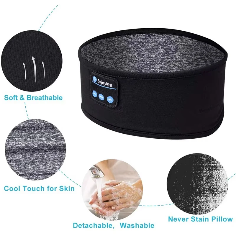 Auriculares Bluetooth, banda para la cabeza deportiva para dormir, auriculares inalámbricos elásticos, máscara para ojos, auriculares inalámbricos con Bluetooth, banda para la cabeza