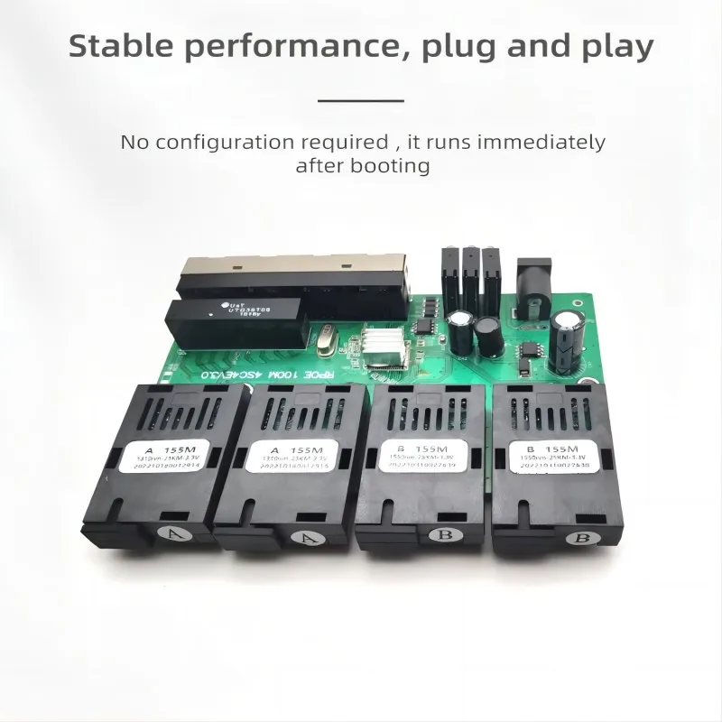 Conmutador de fibra Ethernet rápido POE inverso, salida 4F2E/4F4E, convertidor de medios ópticos de 12V, placa metro Ethernet SC PCBA, 10/100M