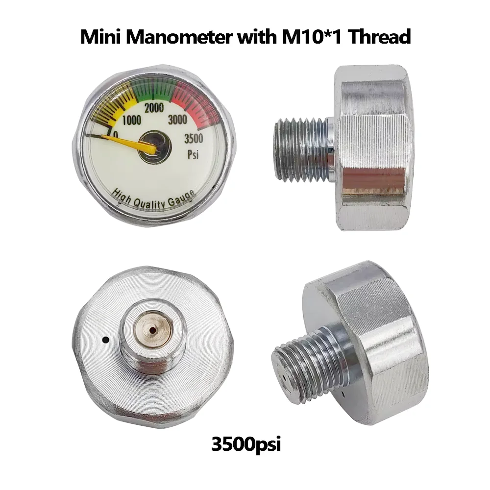 Air Mini Micro Pressure Gauge Manometer M10*1 Threads 600PSI/3500PSI BUll /4000PSI/4500PSI/5000PSI/6000PSI/30/40Mpa For Cricket