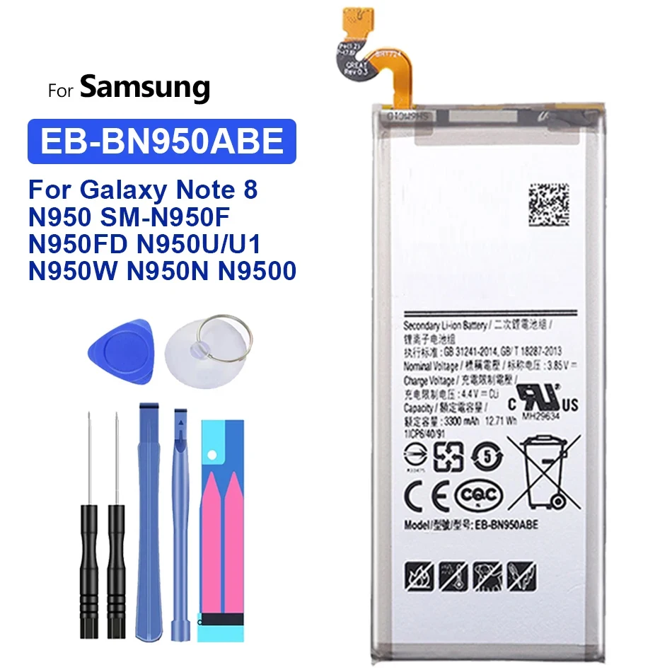 แบตเตอรี่ EB-BN950ABE 3300mAh สําหรับ Samsung Galaxy หมายเหตุ 8 Note8 N950 SM-N950F N950FD N950U/U1 N950W N950N N9500 Bateria