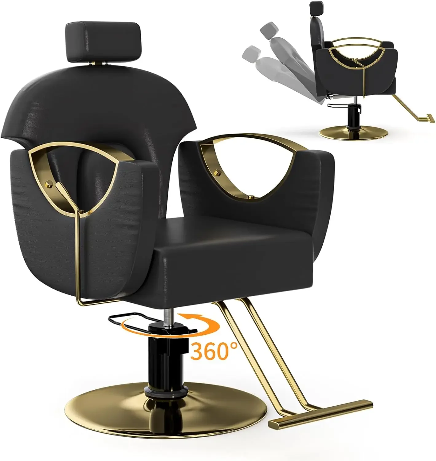 Barber Chair Reclining Salon Chair for Hair Stylist，360° Swivel Hair Salon Chair，Professional Hydraulic Height Adjustable Hair (