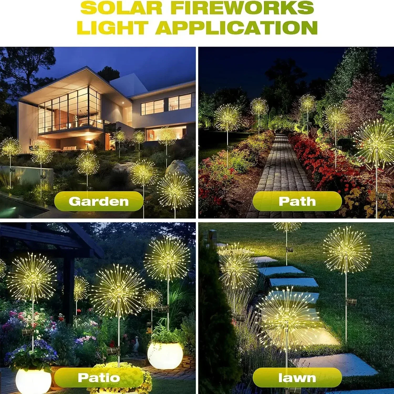Lampe LED Solaire en Forme de enquêter d'Artifice Imperméable pour Décoration de Jardin, Luminaire Décoratif d'Extérieur, Idéal pour une Pelouse ou un Paysage