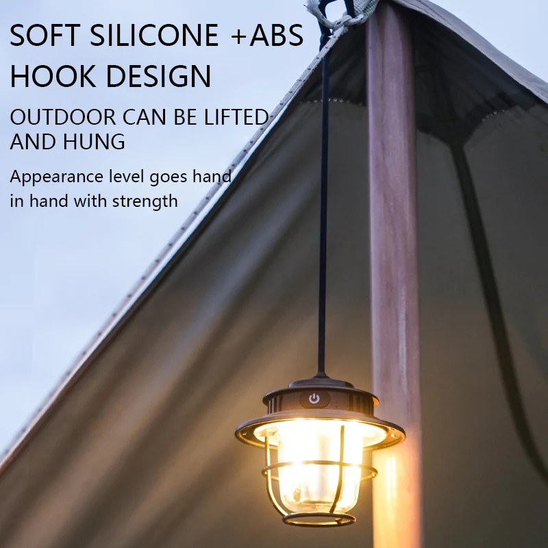Linterna de Camping portátil Retro, luz de emergencia impermeable, lámpara de ambiente para tienda colgante regulable sin Tepless para senderismo al aire libre