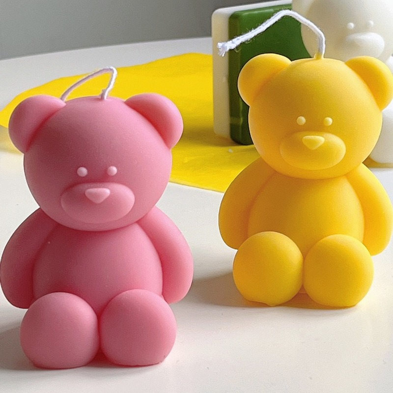 3d Nette Cartoon Bär Silikon Kerze Form Harz Gips Eiswürfel Backform Schlafzimmer Dekor Geburtstag Party Geschenke Hochzeit Souvenirs