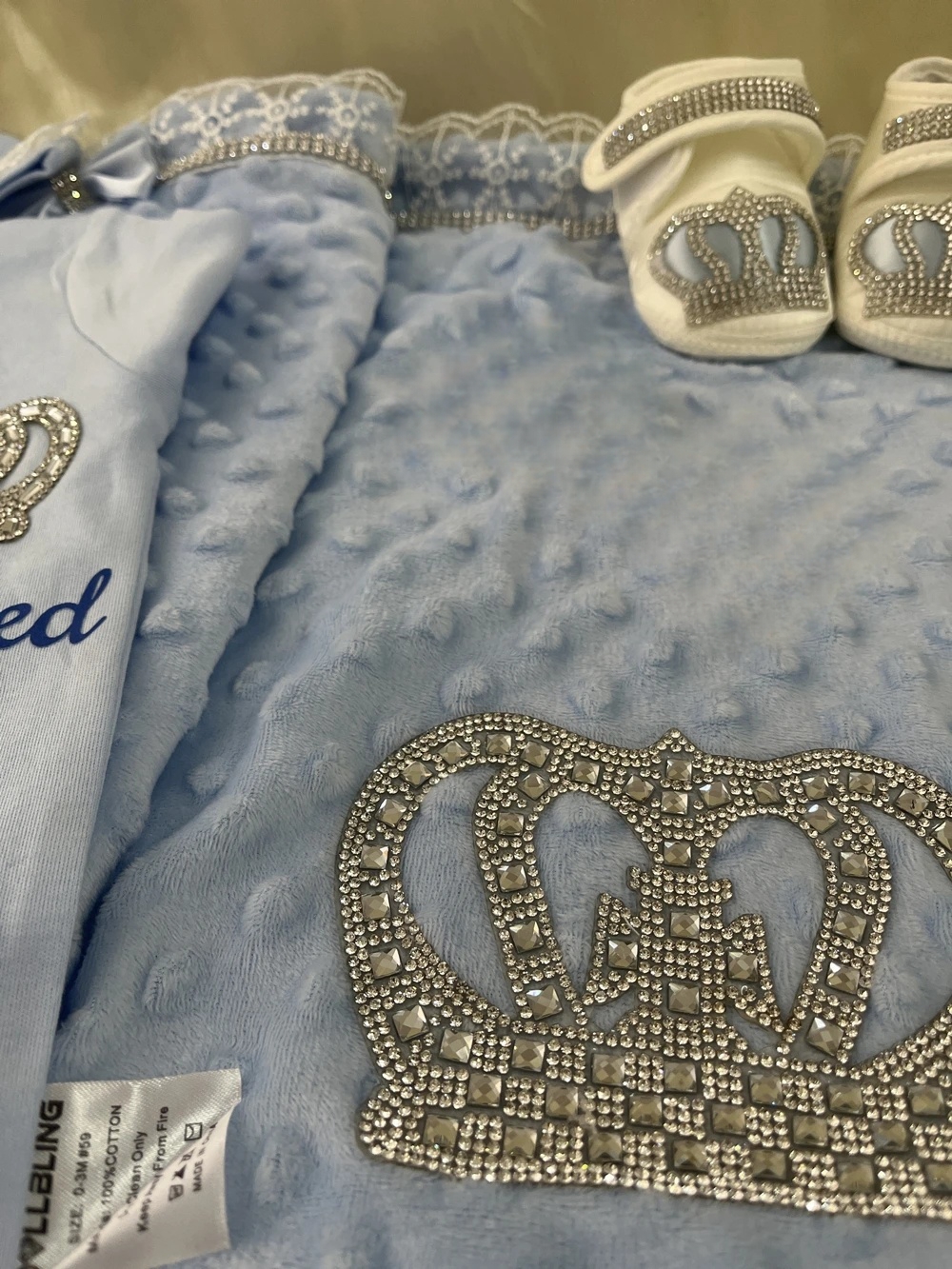 5 uds hecho a mano DIY vinilo nombre personalizado bebé niña recién nacido joyas corona rosa Take Me Home Layette 5 piezas conjunto de regalo de lujo