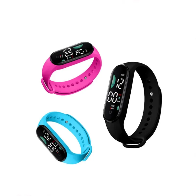 เด็ก Multi-Functional Unisex สร้อยข้อมือกีฬานาฬิกาข้อมือนาฬิกาอิเล็กทรอนิกส์ LED Touch Control กันน้ําผู้ชายผู้หญิงสัปดาห์