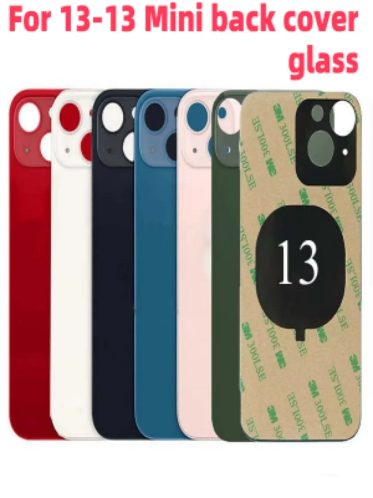 Zurück Glas + 3M kleber Für IPhone 13-13 Mini Zurück Abdeckung Glas Schnelle Ersatz Gehäuse Batterie Abdeckung Große Loch hinten Glas