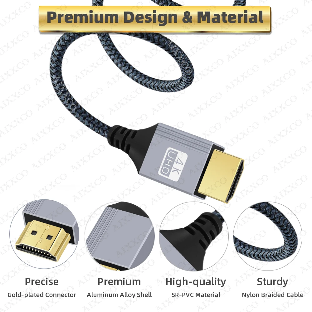 HDMI-совместимый кабель 2.0, провод 4K, 60 Гц для ноутбуков Xiaomi Xbox PS5, PS4, HDMI-совместимый сплиттер, цифровой кабель, шнур 2 м, 3 м, 5 м, 10 м