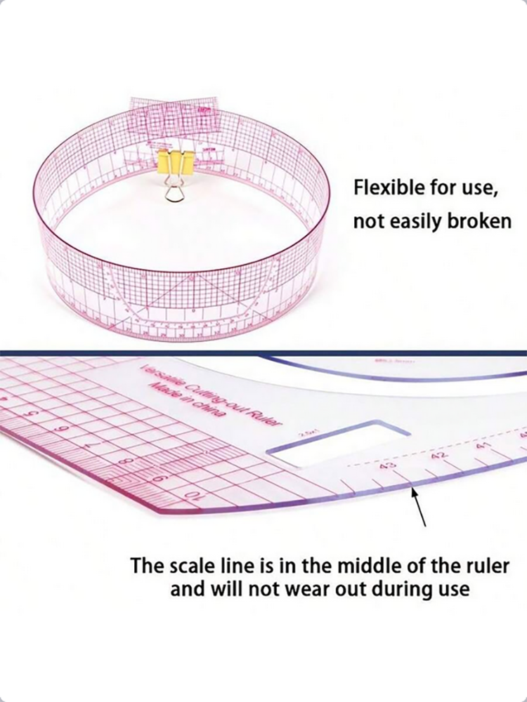 Empire sewing ruler and French curve, used for pattern making drafting, transparent plastic fashion designer ruler pieces assemb