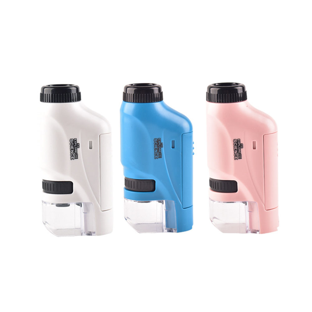 Mini kit de microscopio con luz LED, microscopio científico educativo, kit de microscopio biológico alimentado por batería para observación de niños