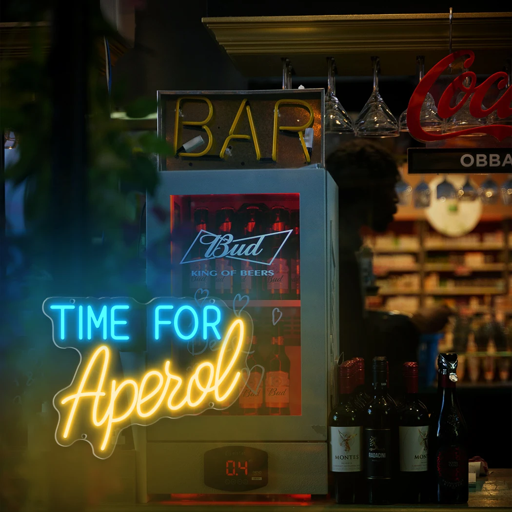 Insegne al neon Time For Aperol Lettere luminose a LED per cocktail Bar Ristorante Bistro Club Bevande Bar Decorazione murale della stanza delle feste