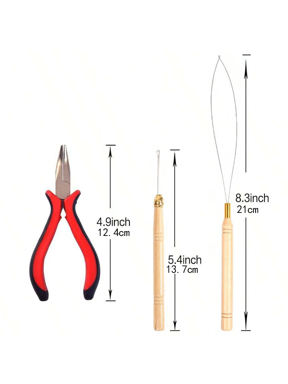 Cabelo Extensões Tool Kit, I-Tip Extensão do Cabelo Alicate, Puxando Gancho Bead Device Kits, 5 mm Micro Links Anéis Beads, 100 pcs