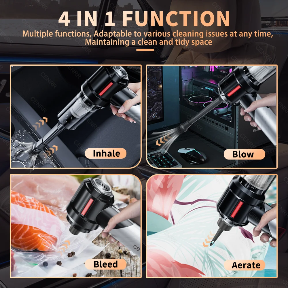 CENRR 휴대용 무선 자동차 진공 청소기, 휴대용 미니 진공 청소기, 무선 강력한 흡입, 자동차 청소기, 청소 기계