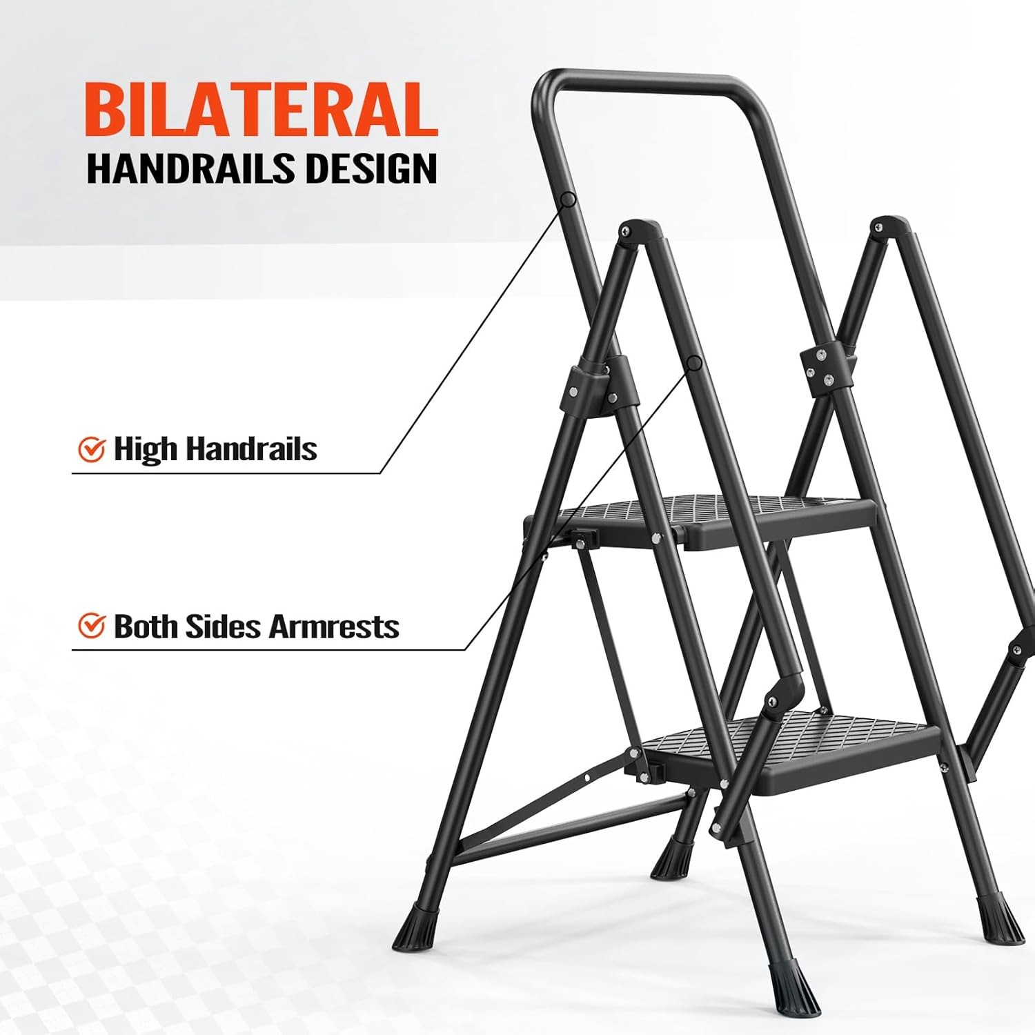2 Step Stool Herringbone Ladders With armrests Storage Shelf Rack Ladders Folding Ladder for Outdoor Working Household