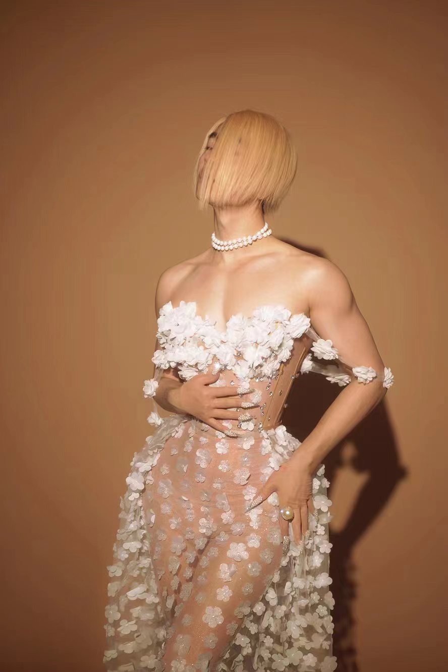 女性のためのエレガントな花柄のドレス,セクシーな包帯,トップスカート,ウエディング,誕生日パーティー,写真撮影の衣装,Huaxiang-2-Pieceセット