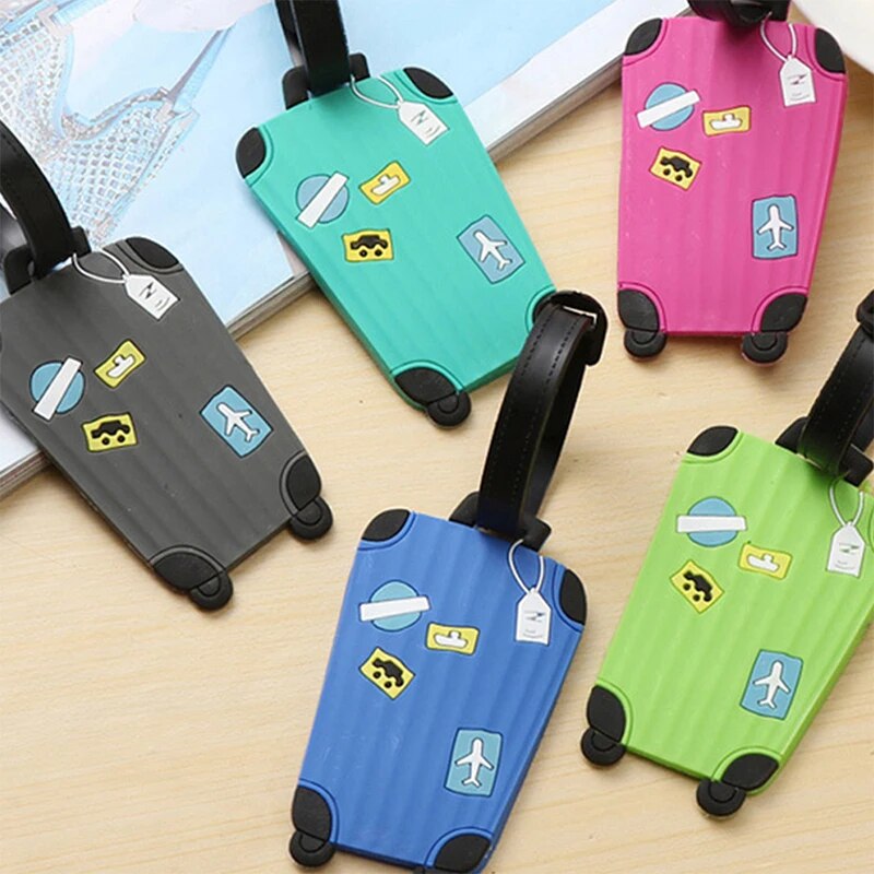 Etiqueta de bagagem de silicone, etiqueta de identificação de mala de viagem, padrão tridimensional, mochila, informações de assinatura, anti-perda
