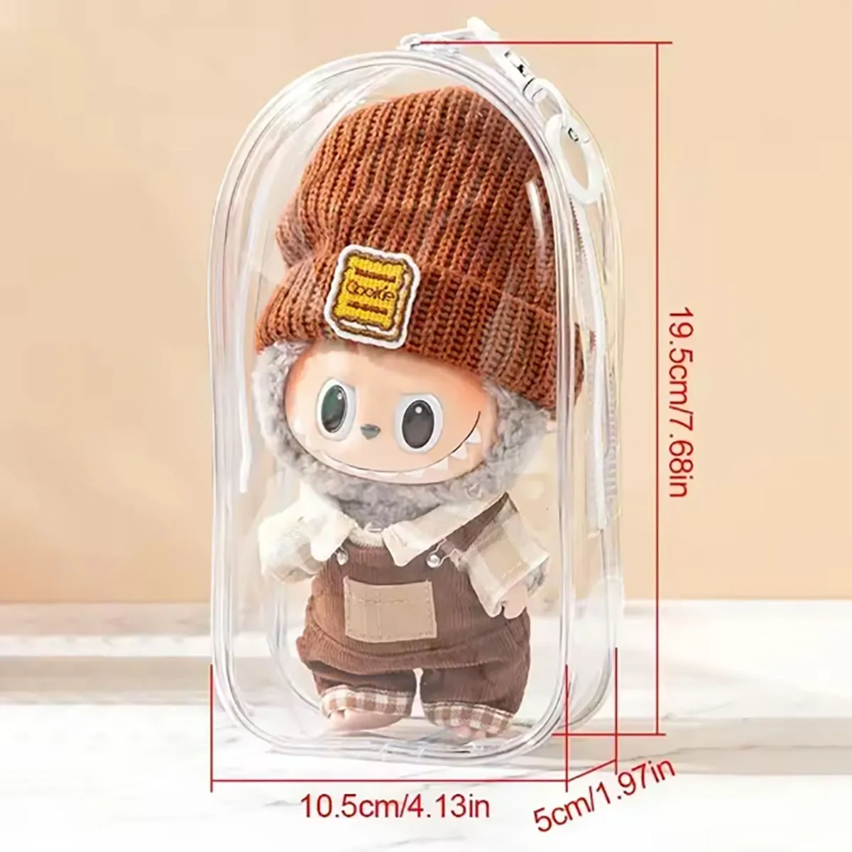 Labubu V1 V2 เก็บกระเป๋าตุ๊กตา PVC โปร่งใสป้องกันพวงกุญแจ