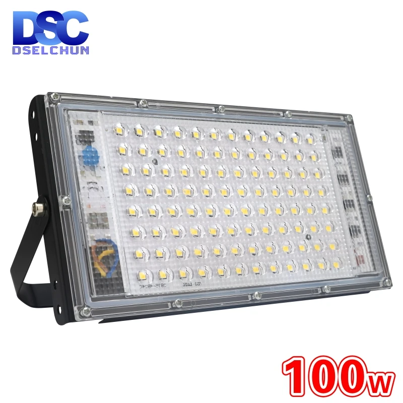 100W llevó la luz de inundación AC 220V 230V 240V reflector al aire libre IP65 impermeable LED farola paisaje luces de jardín
