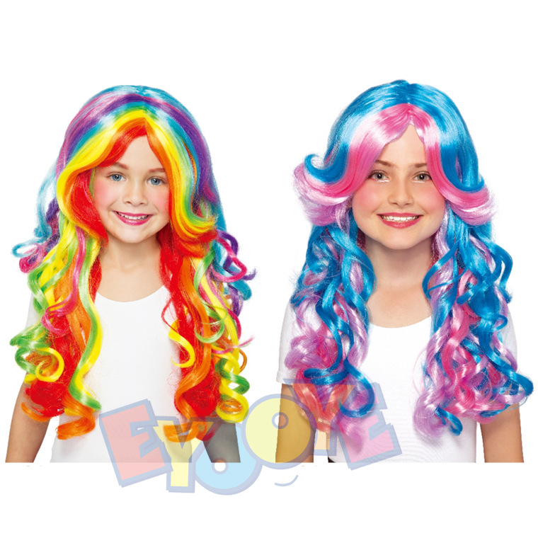 Children's Wavy Colorful Medium-length Hair Sets Holiday Stage Performance Wig Party Cosplay Props