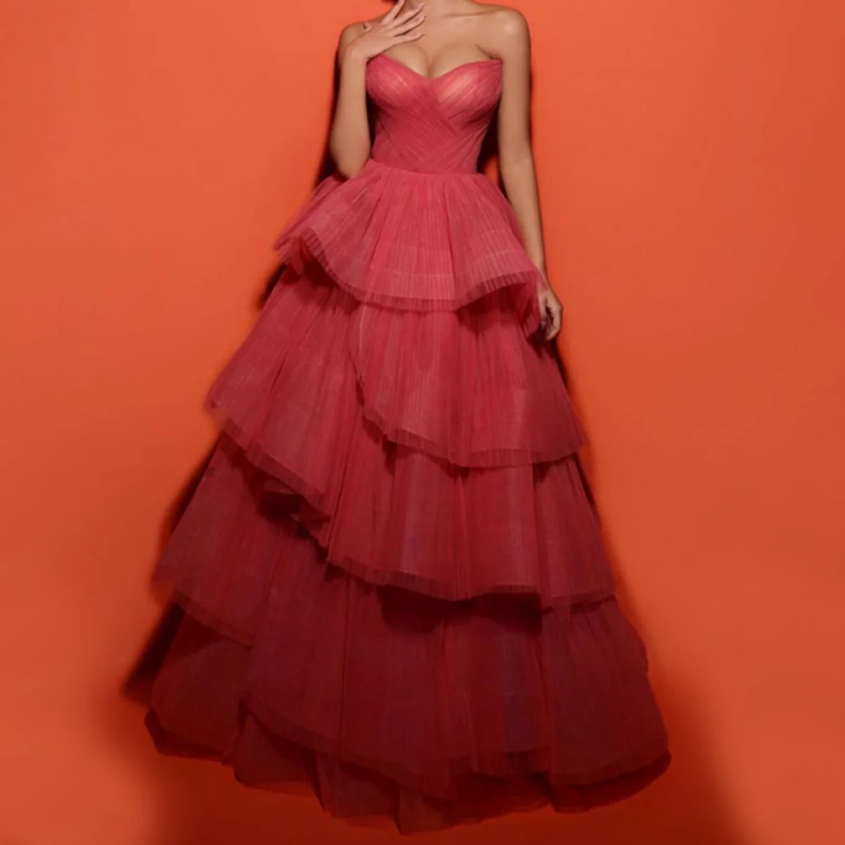 Rfyr grüne Abendkleider a-Linie Tüll Frauen Abschluss ball Kleid Prinzessin gestufte Falte Schatz formelle فساتين مناسبة رسمية angepasst
