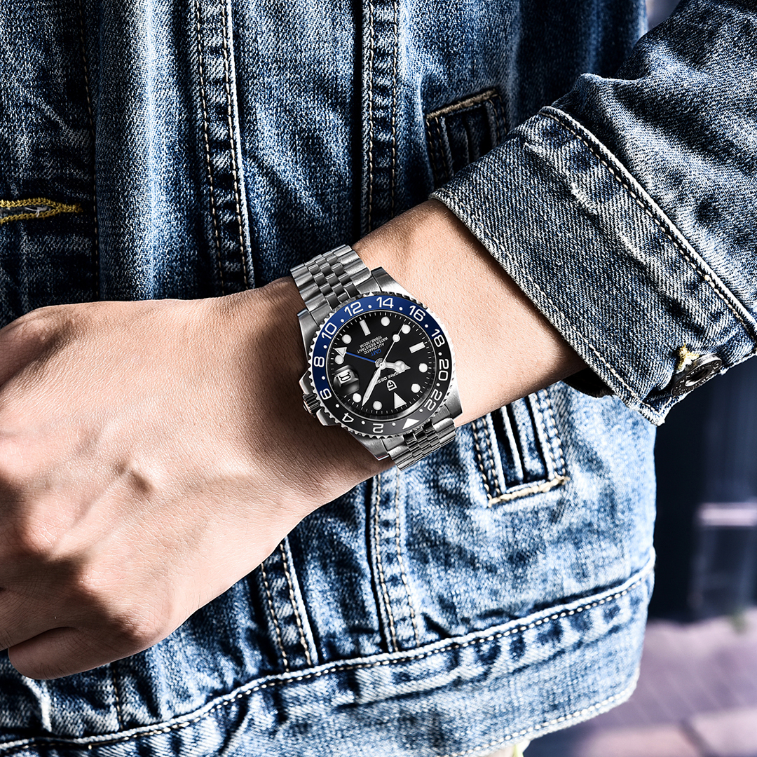 PAGANI DESIGN 40 mm Keramik GMT Automatikuhr Herren mechanische Uhr Saphirglas 100 m wasserdicht Herren mechanische Uhr