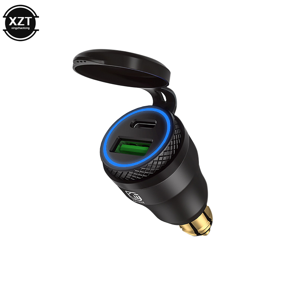 Motorcycle waterproof charger 30W QC3.0 USB C-type PD power adapter Hella DIN plug socket Quick charger for BMW Ducati Triumph