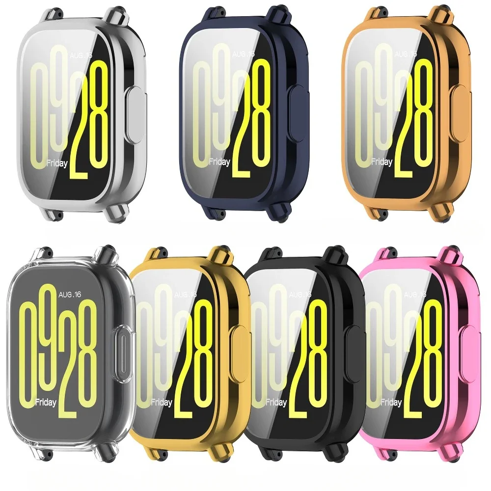 Redmi watch 5 Active / Lite 용 TPU 케이스 스마트 밴드 풀 커버 스크린 프로텍터 (클리닝 코튼 안티 스크래치 필름 범퍼 포함)