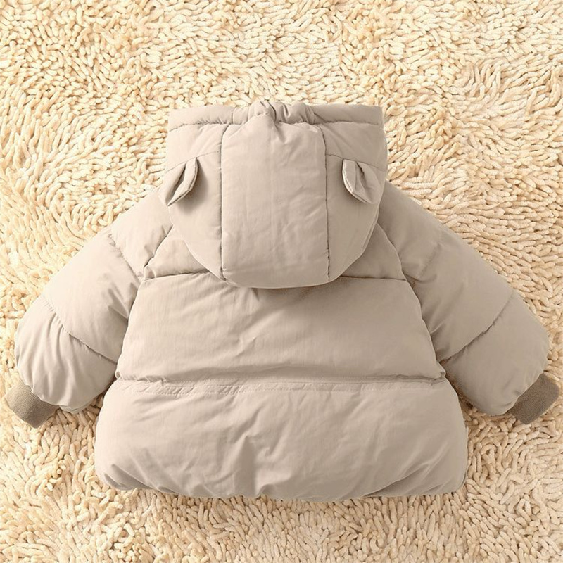 Ropa de abrigo cálida con capucha para niños y niñas, chaquetas gruesas de invierno para bebés, abrigo de algodón de Color sólido para niños, ropa informal para niños