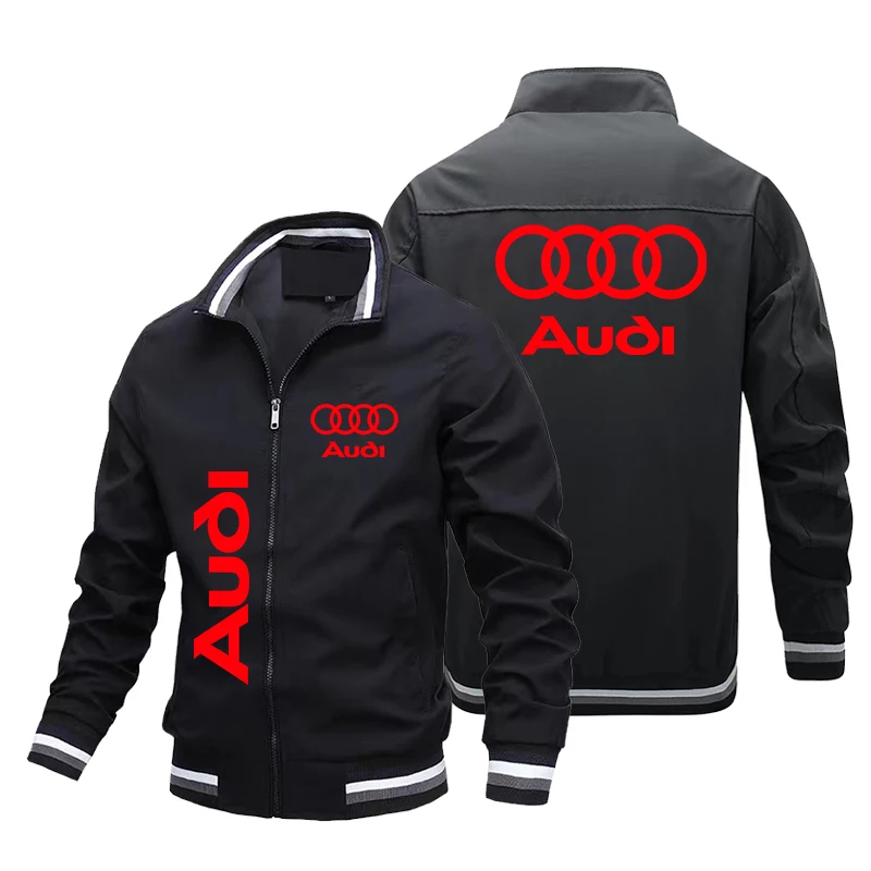 2025 Nieuwe Trendy Herenjas Audi Auto Logo Motorjas Aangepaste Auto Logo Racing Kleden Mannen Audi Kleding Biker Racing jas
