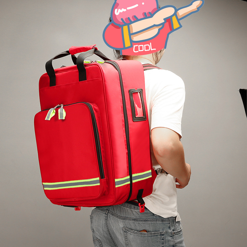 大容量の空の車輪付きの応急処置バッグ,医療,屋外,デイケアセンター,地震キット用の防水emsバックパック