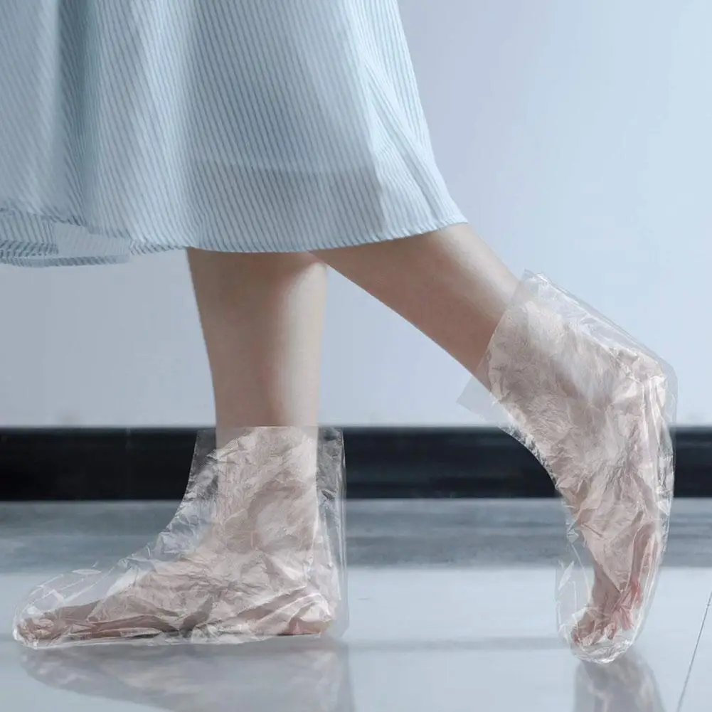 100 Cái/gói Dùng Một Lần Chân Có Nhựa Giày Trong Suốt Bao Parafin Sữa Tắm Sáp SPA Trị Liệu Túi Lót Boot Bán Buôn