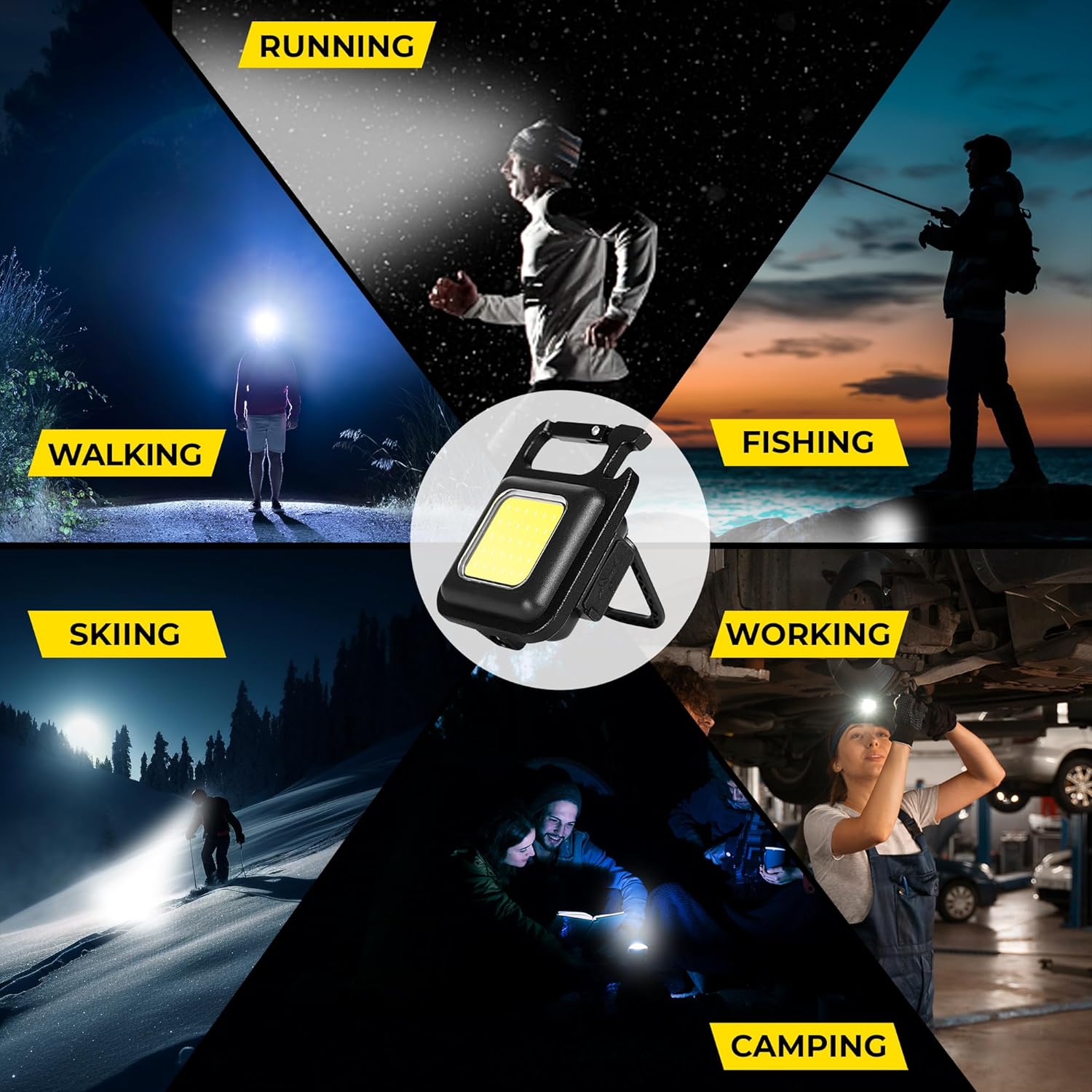 Portable Keychain Light Mini Multifunctional Camping Flashlight USB Rechargeable Work LED Bright COB Pocket Clip Lantern 1-10Pcs