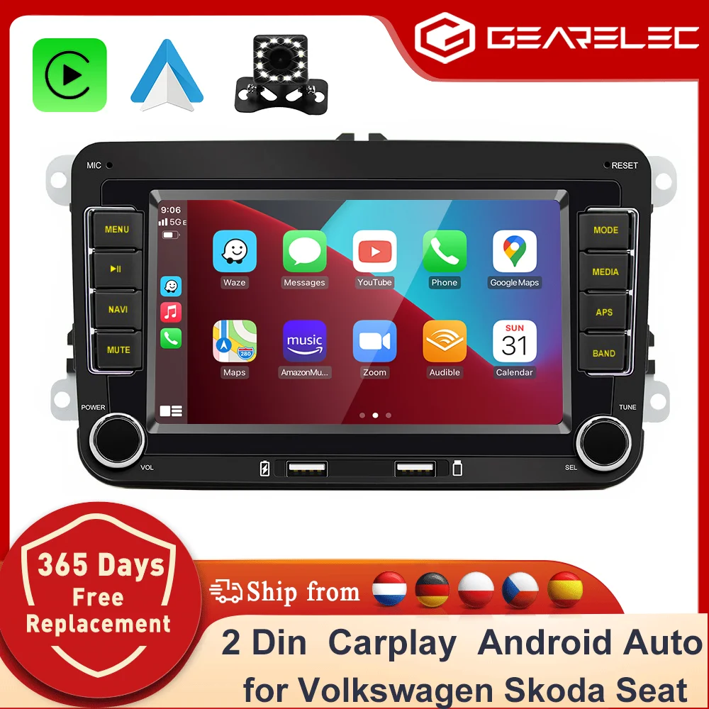 2 Din Auto Radio Android 13 Auto Multimedia Speler Gps Wifi Carplay Voor Volkswagen Skoda Octavia Golf 5 6 Touran Passat Polo Jetta