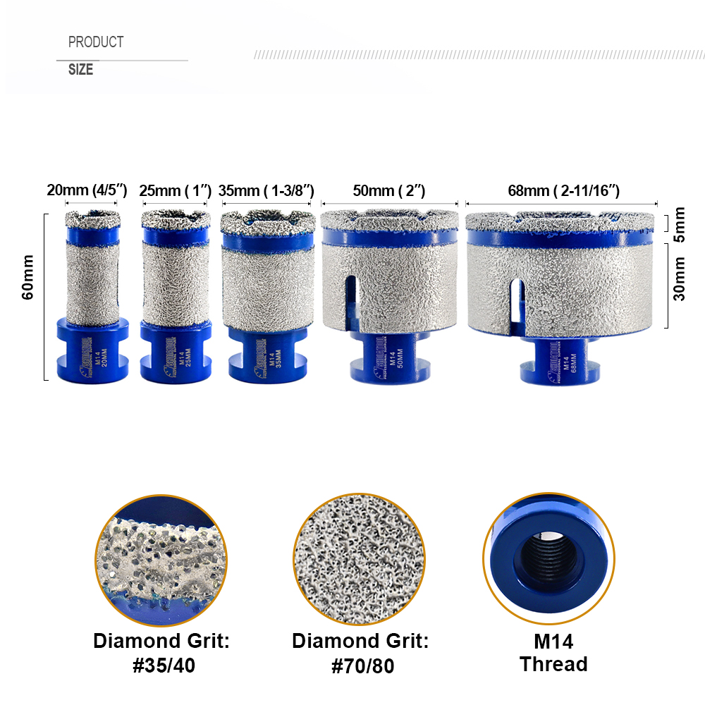 SHDIATOOL Diamond Drilling Finger Milling Bits Dia 20/25/35/50/68mm Shaping Grinding Ceramic Tile Granite Enlarge Bevel Hole Saw
