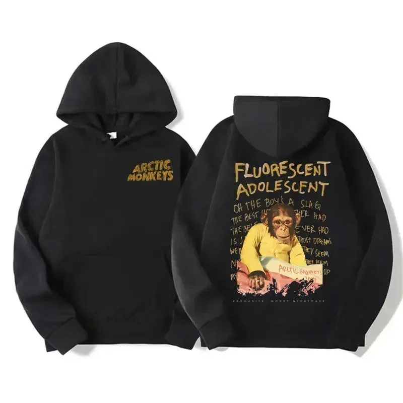 Moletom com capuz retro rock ártico macaco moletom com capuz com álbum de música patternHip Hop grande moletom com capuz retrô