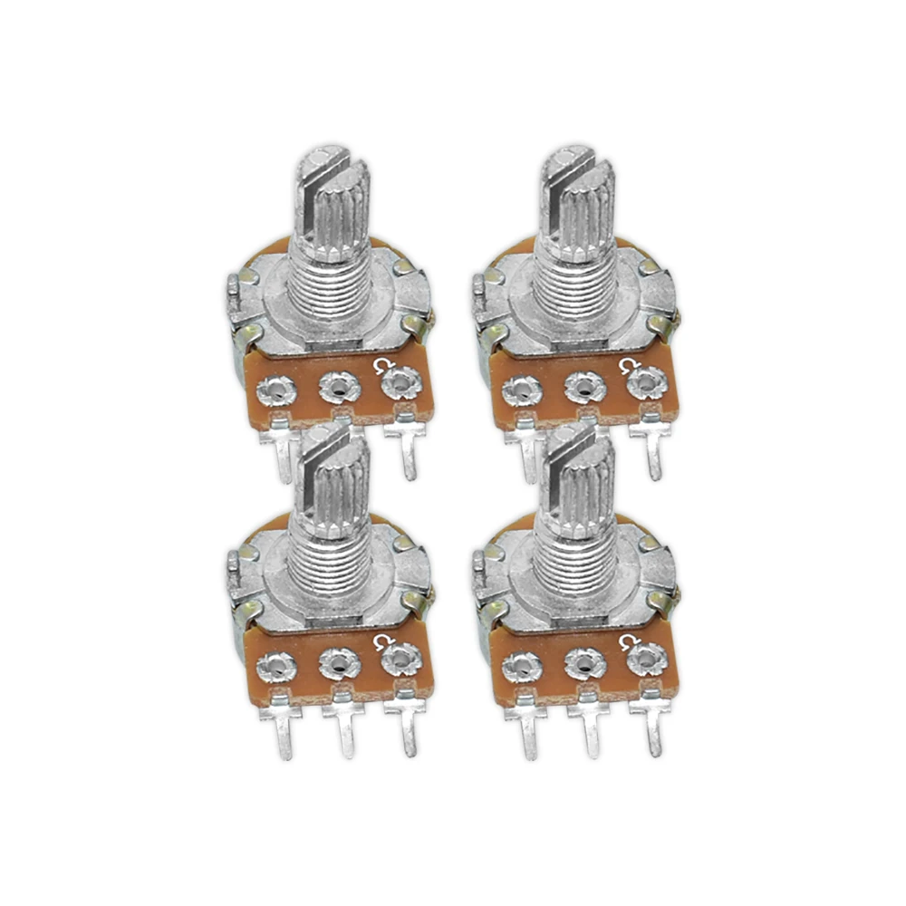 10 Uds WH148 potenciómetro lineal B1K B2K B5K B10K B20K B50K B100K B250K B500K B1M eje de 15mm con arandelas de tuercas 3 pines WH148