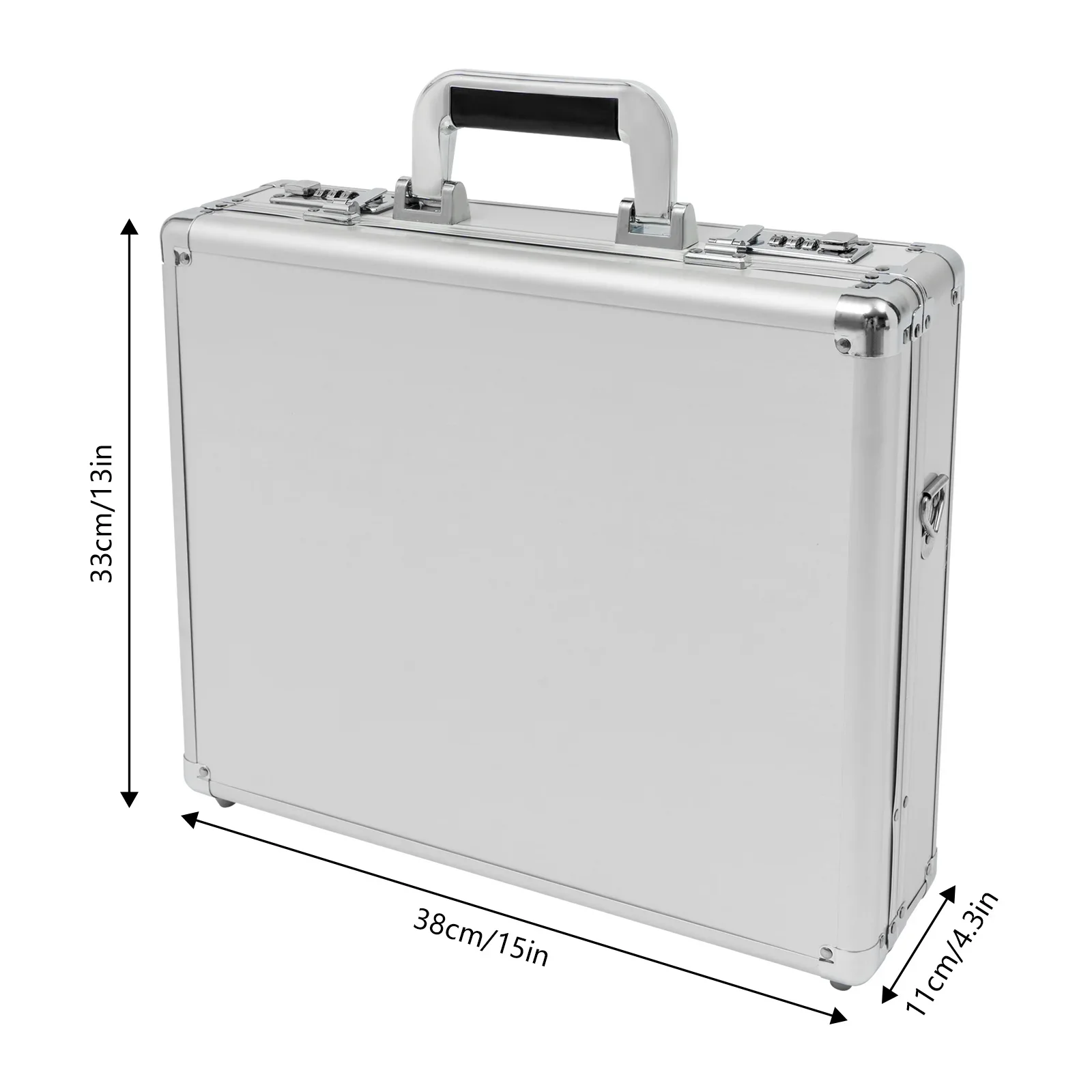 Locking Storage Box with Two 3-Digit Combination Locks, Sturdy Aluminum Alloy and MDF Construction, Spacious Interior for