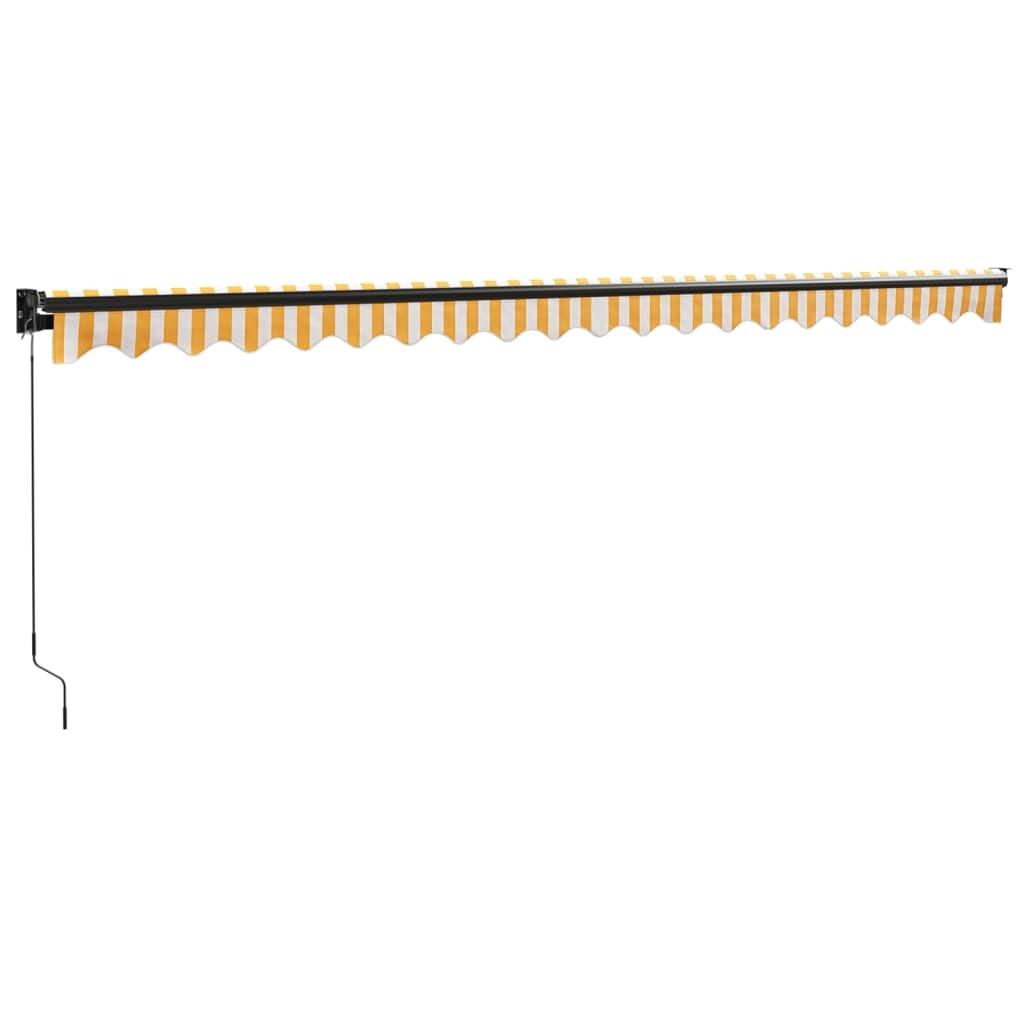 Tenda retrattile gialla e bianca 5x3 m in tessuto e parasole per esterni in alluminio