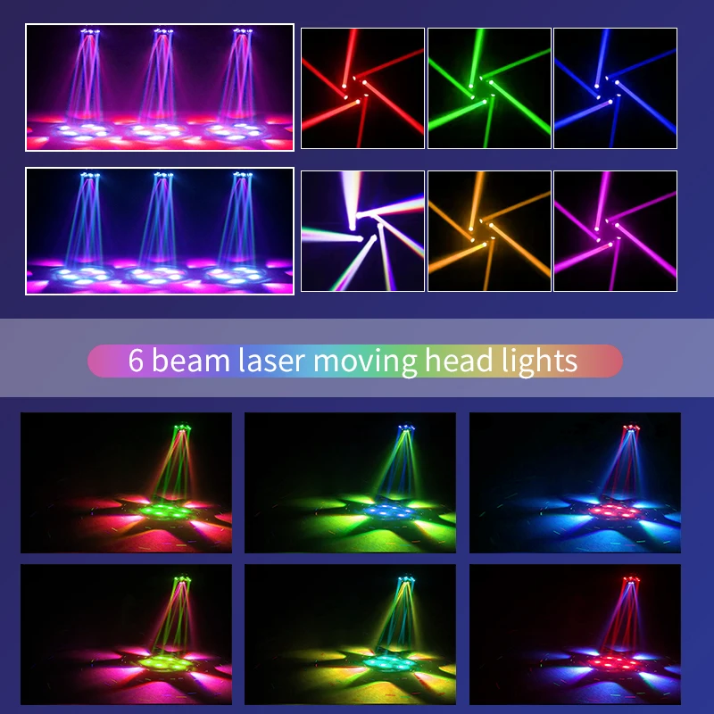 Faisceau lumineux à tête mobile RGB 10x10w, lumière stroboscopique Laser RGB à 6 têtes, lumière de scène DMX, faisceau lumineux rotatif pour Bar de fête Disco