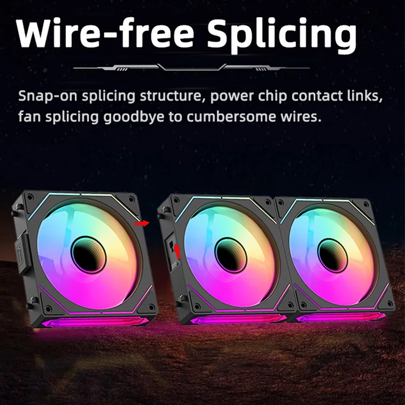 COOLCIRC PC Case Fan 120mm ARGB Spiegel Cyclus Lichteffect CPU Koeler Fan 4PIN PWM 58.36CFM Fan voor Computer Waterkoeler