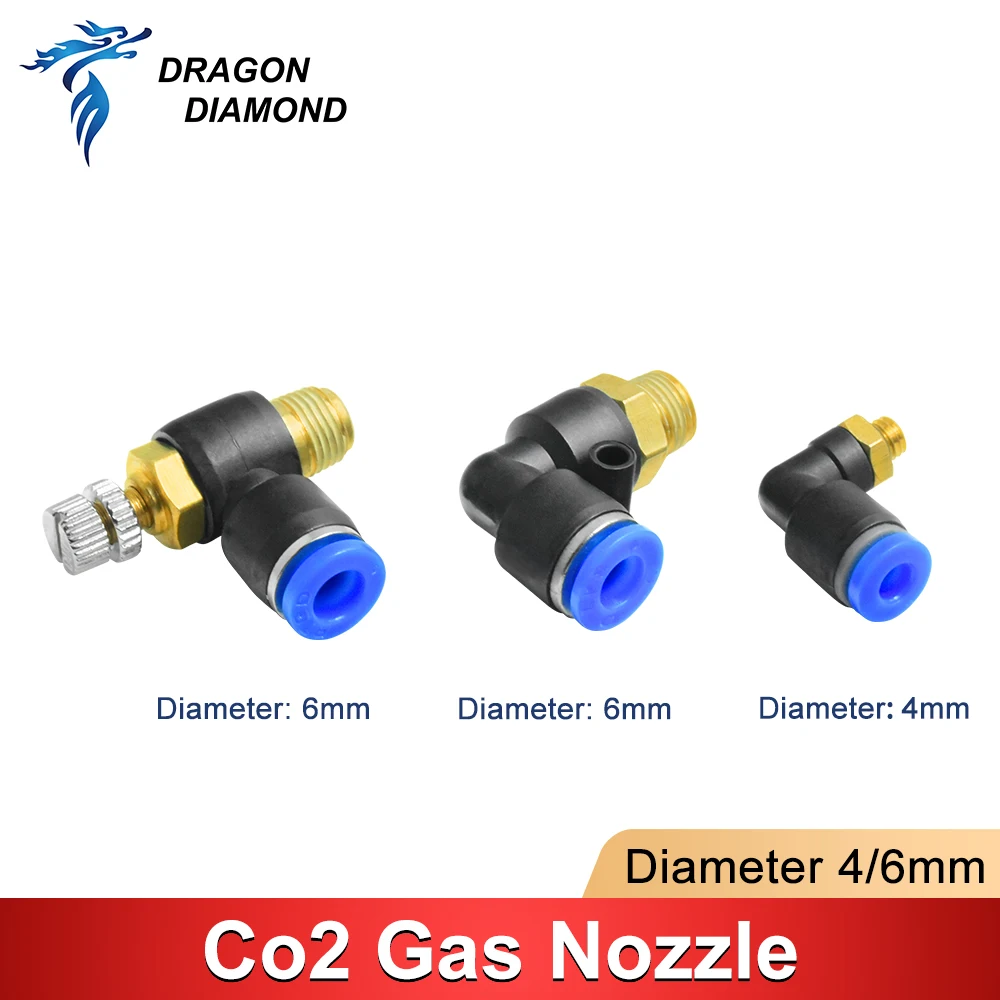 Boquilla de Gas láser Co2, boquilla de aire de diámetro 4mm 6mm para cabezal láser Co2 para máquina cortadora de grabado láser Co2, 2 uds.