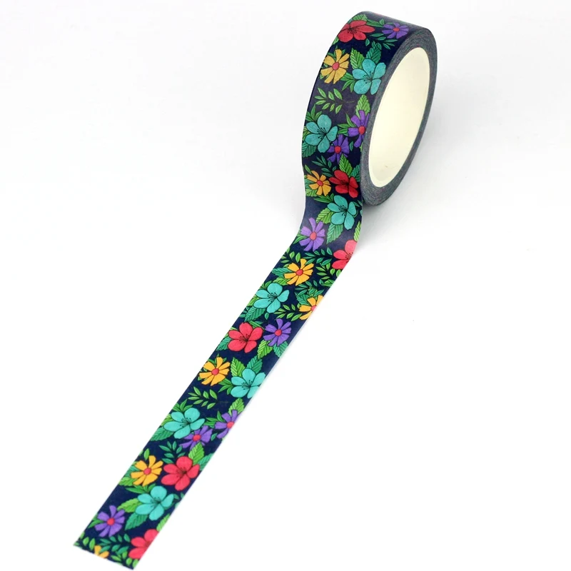 ใหม่1ชิ้น10เมตรตกแต่งดอกไม้ที่มีสีสันใบ Washi เทปกาวสำหรับทำสมุดภาพสมุดบันทึกติดกระดาษกาว DIY เครื่องเขียนน่ารัก