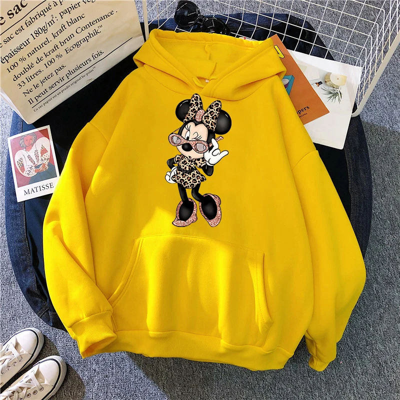 Модные толстовки с капюшоном Минни Дисней Kawaii Микки Маус, женский свитшот, детская уличная одежда в стиле Харадзюку для мальчиков и девочек, одежда унисекс