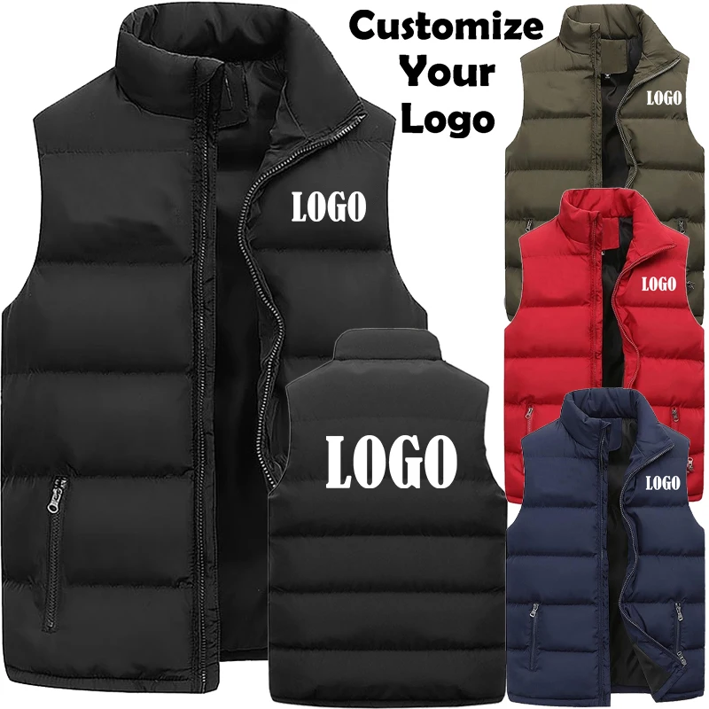 Personalizado masculino e feminino puffer colete quente jaqueta sem mangas casaco quente sem mangas outono inverno casaco acolchoado