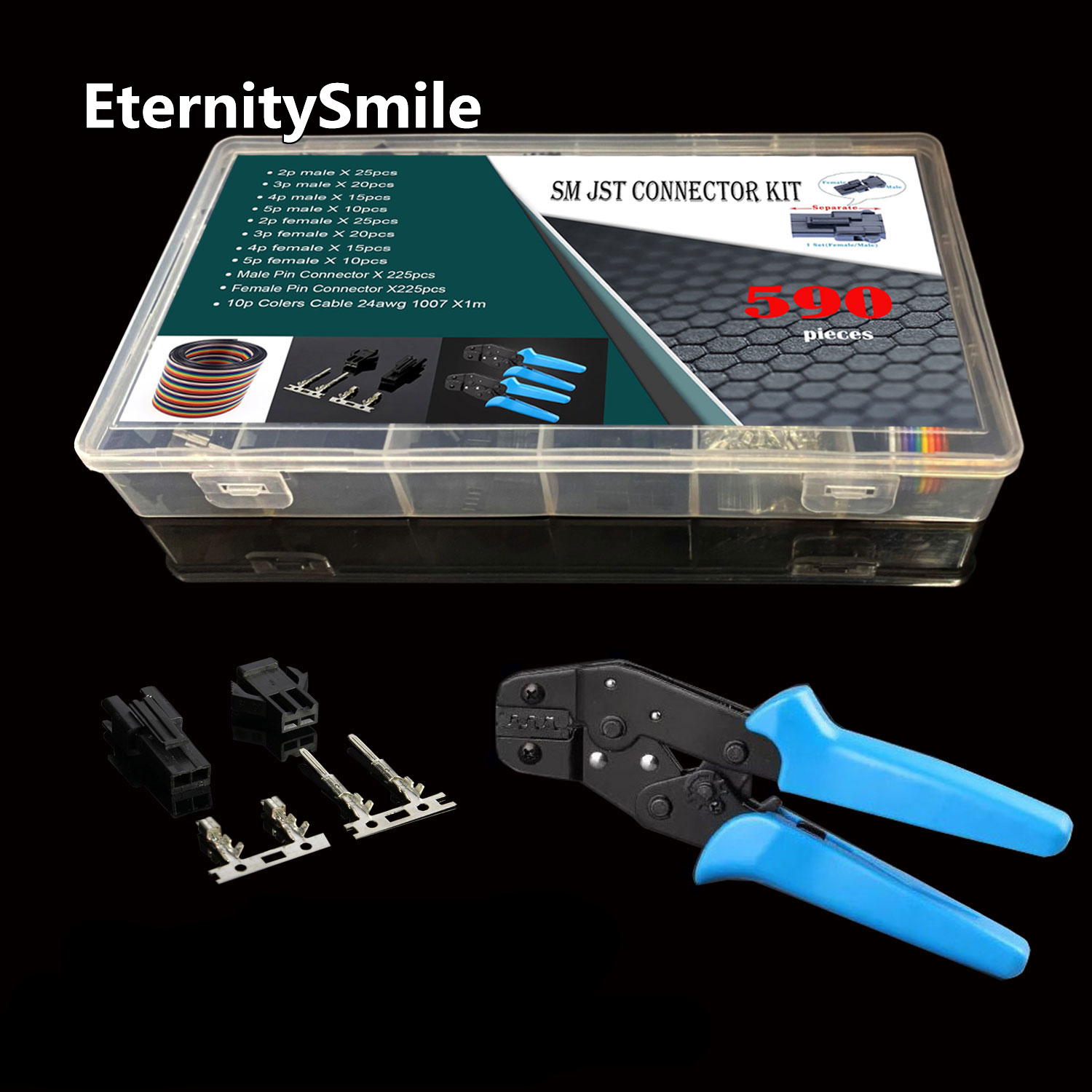 590 stücke 2,54mm 2/3/4/5P JST SM Gehäuse Dupont Stecker Terminal Männlich/Weiblich Crimp Pins Adapter Sortiment Crimpen Werkzeug Diy Kit