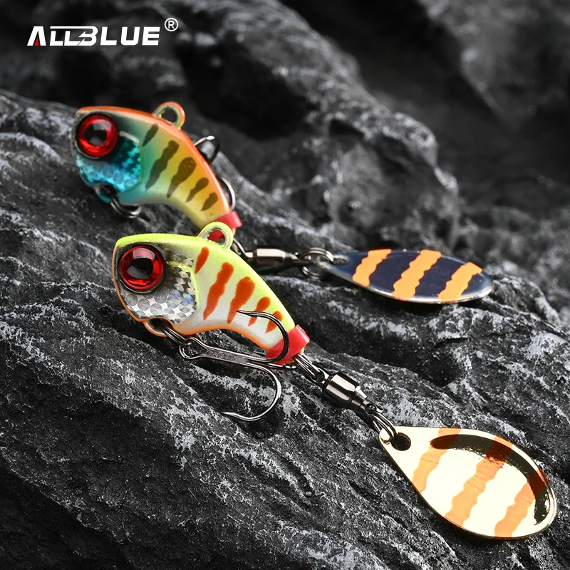 ALLBLUE-Spinner de cola de ciclón de Metal, Vib, Shad, Casting, Jig, vibración, hoja de Jigging, cuchara, señuelo de pesca, aparejos de cebo Artificial