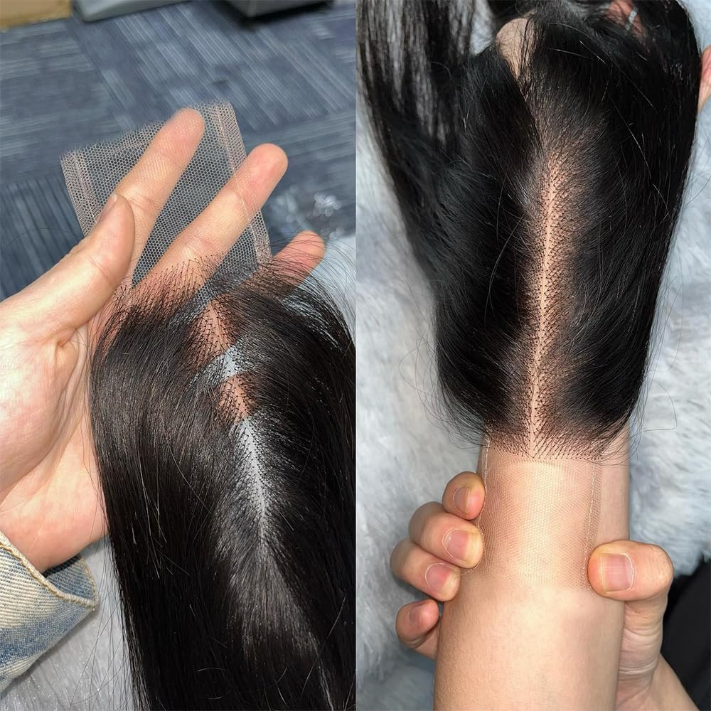 2x6 レース閉鎖人毛ストレート人毛閉鎖正面 4x4 5x5 トップレース閉鎖プレプラック 13x4 耳から耳レース正面