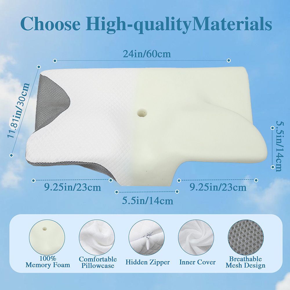 Butterfly Sleep Memory Neck Pillow Slow Rebound Comfortable Memory Foam Sleep Pillow Cervical Orthopedic Neck Massage Bed Pillow