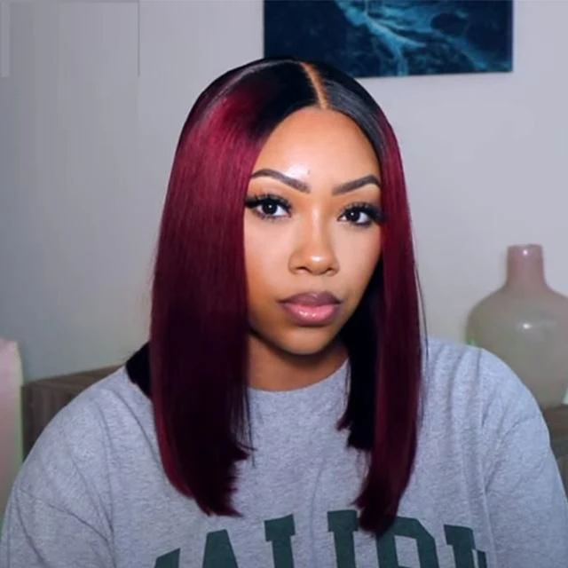 1b 99j Burgundy Human Hair Bundles Ombre Wine Red Bone Straight Human Hair 1/3 /4 Pcs Colored Brazilian Virgin Hair Extensions
